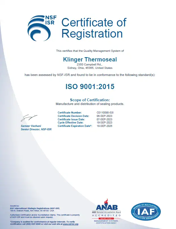 thumbnail klinger thermoseal iso certificate 09062023